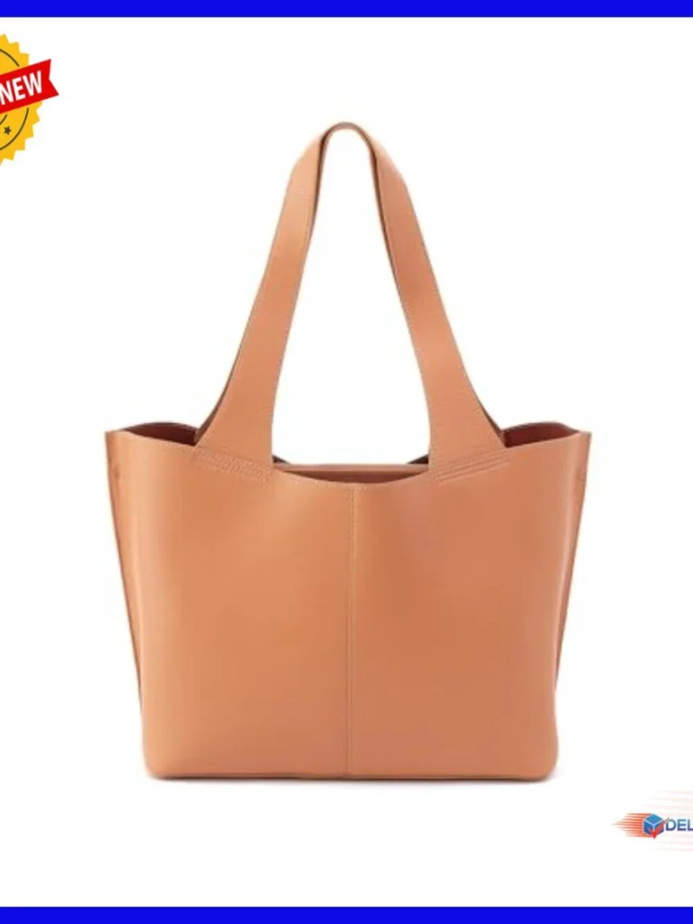 Leather Tote Bag with Laptop Compartment for Work & Travel